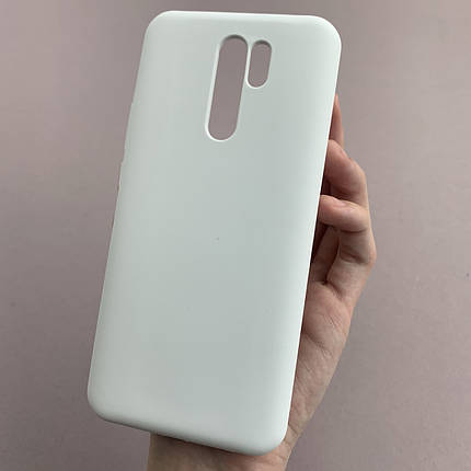 Чохол для Xiaomi Redmi 9 силікон кейс чохол з мікрофіброю на телефон сяомі редмі 9 білий r4e, фото 1