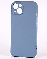 Чехол для iPhone 14 Silicone Case with MagSafe серо-синий