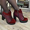 Черевики жіночі на високих підборах, натуральна замша та шкіра бордового кольору, фото 3