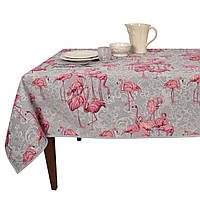 Скатерть гобеленовая серая с тефлоновым покрытием "Фламинго" Villa Grazia Premium 160x280 см