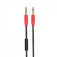 Кабель Aux Hoco UPA12 audio Cable with mic c микрофоном 3 pin 1 метр черный