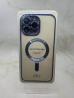 Чехол для iPhone 14 Pro Max Magsafe с защитой камеры голубой