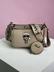 Жіноча сумка Карл Лагерфельд бежева Karl Lagerfeld Pochette Beige