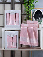 Подарочный набор полотенец Gulcan 3 шт Нежно-розовый