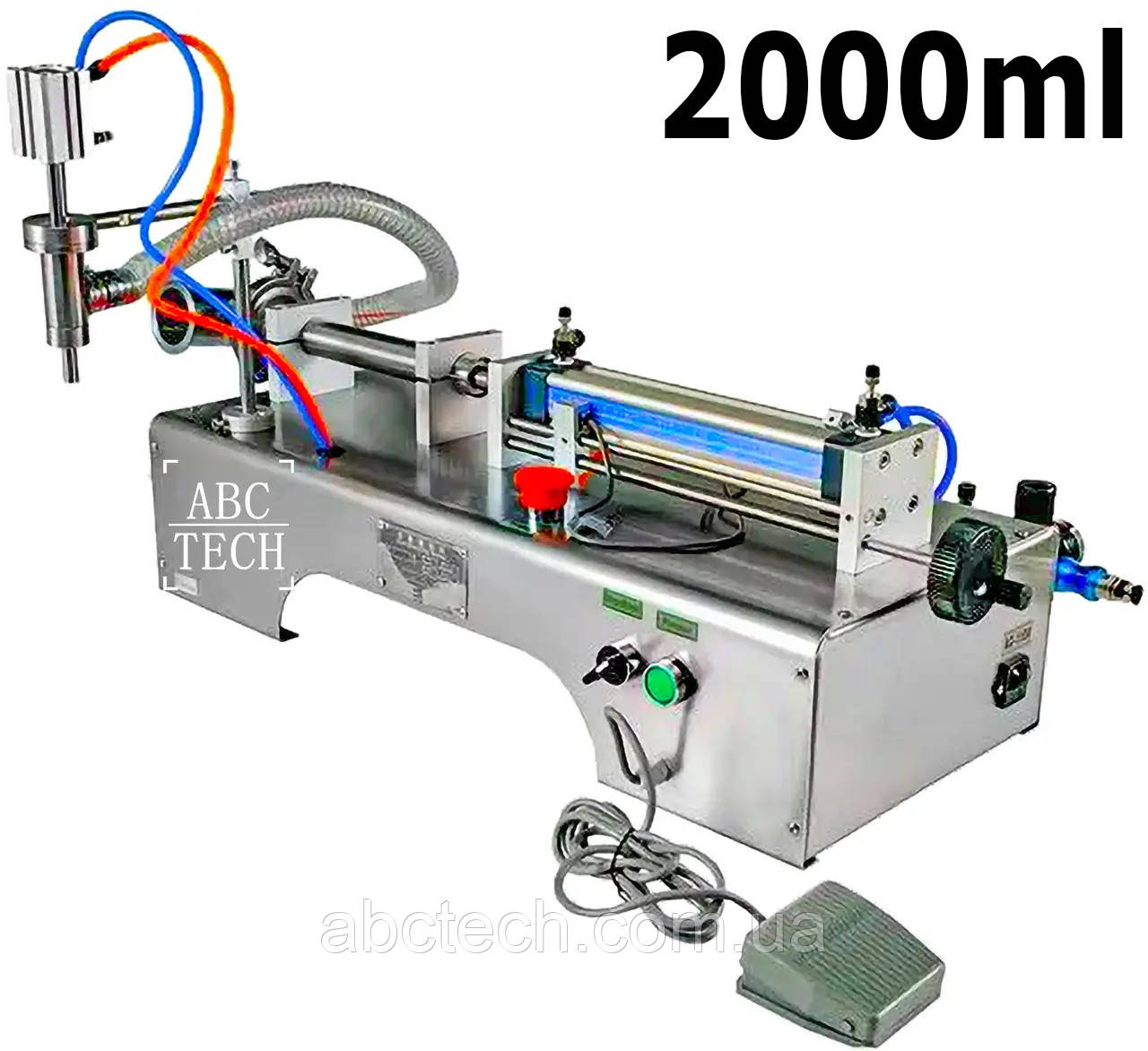 Апарат для розливання рідин NPLL-2000 Настільний поршневий дозатор 300-2000 мл Напівавтомат розливу Hualian, фото 1