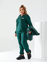 Жіночий теплий трикотажний спортивний костюм-трійка батал на флісі з жилеткою (р.48-58). Арт-1806/9