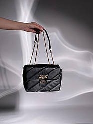 Жіноча сумка Пінко чорна Pinko Puff Black/Gold