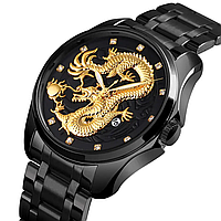 Мужские наручные часы Skmei 9193 Дракон (Черный браслет)