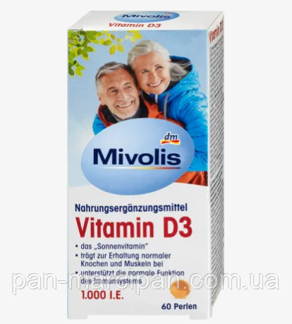 Біологічно активна домішка Vitamin D3 Mivolis 60 капсул (Німеччина), фото 1