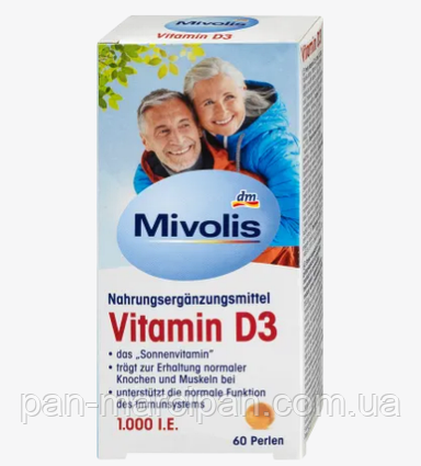 Біологічно активна домішка Vitamin D3 Mivolis 60 капсул (Німеччина)