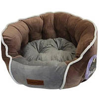 Лежанка AnimAll Ат 4482 Rolyal Soft S COFFEE - GREY для собак и кошек, серо-коричневая, 48×42×20 см