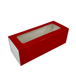 Коробка з вікном для макаронс Червона