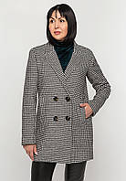 Пальто-пиджак женский короткий Серый в клеточку