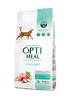 Optimeal Cat Adult Sterilised Turkey на основе мяса индейки для стерилизованных кошек и котов 4 кг