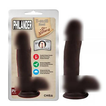 Коричневий фалоїмітатор на присоску Philander Limon, фото 1
