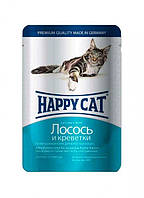 Happy Cat Кусочки в желе с лососем и креветкой для кошек-100гр