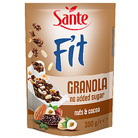 Гранола (Мюсли) с орехами и какао БЕЗ САХАРА Sante Fit Granola Nuts&Cocoa 300г Польша