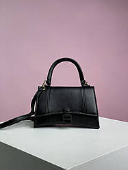 Жіноча сумка Баленсіага чорна Balenciaga Hourglass Black Leather