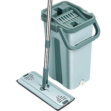 Комплект швабра з відром Scratch Anet з автоматичним віджимом та складною ручкою 8 л (бірюзовий)