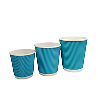 Стакан гофрований бірюзовий 180 мл (30шт/пак/1200) 062200008