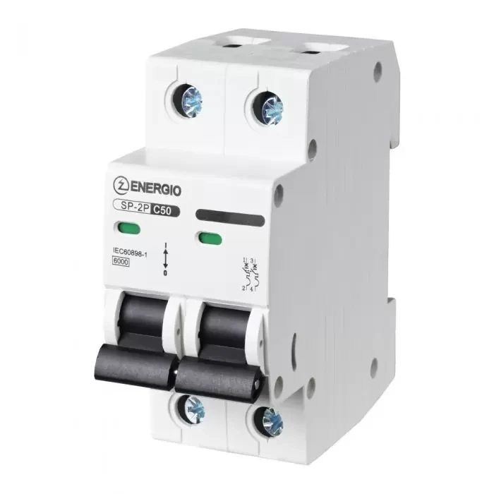 Автоматический выключатель Energio SP-2P C 50А 6кА, фото 1