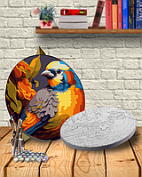 НОВИНКА! Картина КРУГЛАЯ 50см по номерам АМ-0643 на холсте с красками металлик "Птица" в диаметре 50см