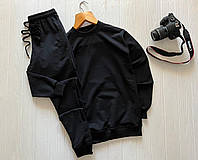 Демисезонный качественный черный костюм, Практичный стильный мужской комплект