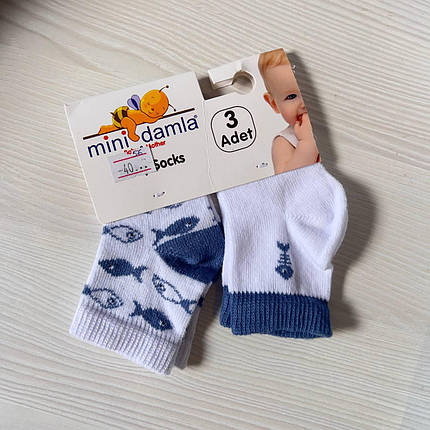 Шкарпетки блакитні для хлопчика (0-3м) (YOLA.BABY.SHOP), фото 1