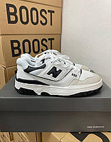 Чоловічі та жіночі кросівки New balance 550 White Black Нью Беланс 550 білі шкіра замш демісезон Китай, фото 3