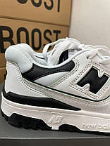 Чоловічі та жіночі кросівки New balance 550 White Black Нью Беланс 550 білі шкіра замш демісезон Китай, фото 5