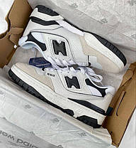 Чоловічі та жіночі кросівки New balance 550 White Black Нью Беланс 550 білі шкіра замш демісезон Китай, фото 6