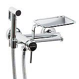 Гігієнічний душ із змішувачем MONRO 1350С Chrome з поличкою та тримачем паперу, фото 2