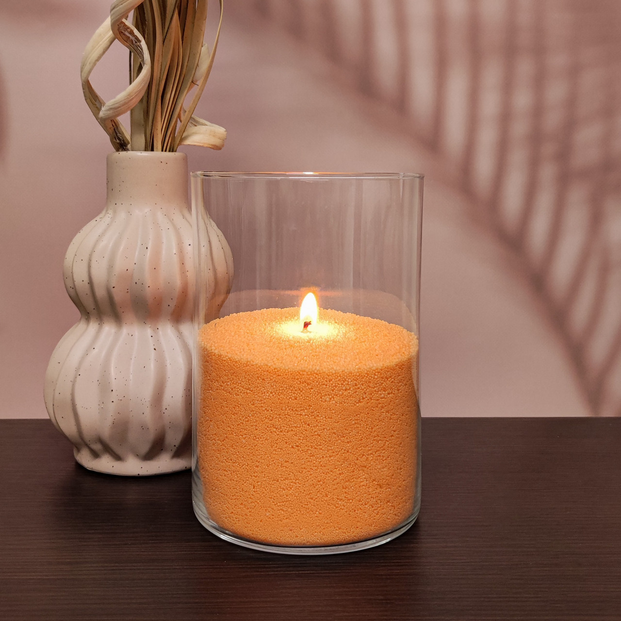 Яскраво-помаранчевий пальмовий віск для насипної свічки 1 кг + 1 м фітіля, гранульований.
