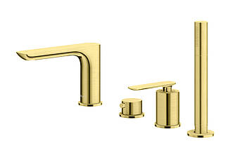 Змішувач для ванни на 4 отвори Kohlman Experience Brushed Gold QB244EGDB