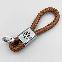 Брелок для ключів Volkswagen VW (Фольцваген) шкіряний косичка, фото 5