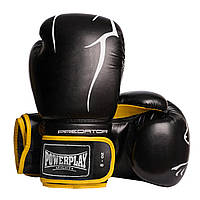 Боксерские перчатки на 8 унций PowerPlay 3018 Jaguar Черно-Желтые