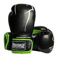 Боксерские перчатки на 8 унций PowerPlay 3018 Jaguar Черно-Зеленые