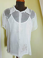 Біла шовкова жіноча сорочка з шовковим нижнім топом великі розміри Giani Forte