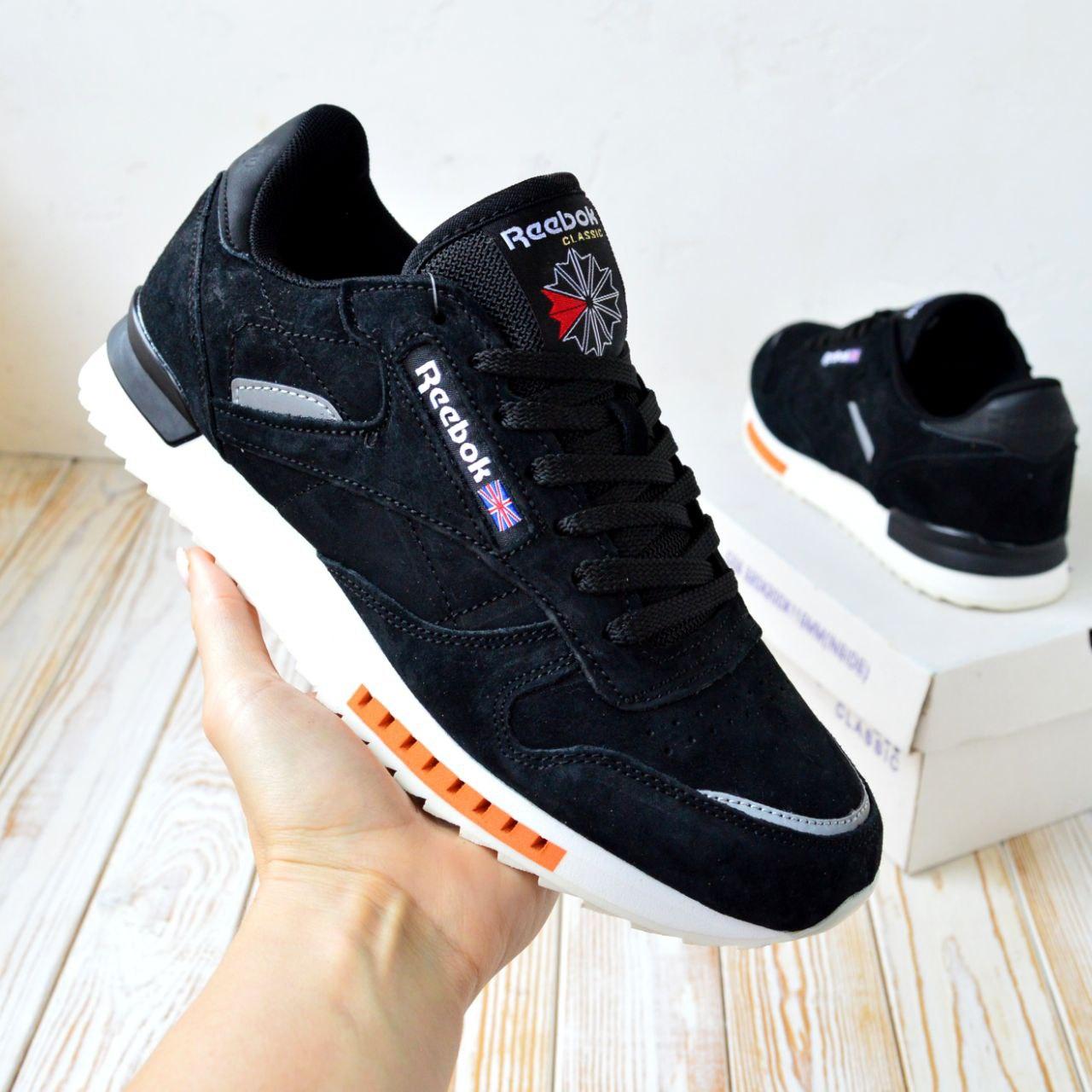 Чорні кроссівки для хлопців Reebok Classic. Стильне чоловіче взуття Рібок Классік., фото 1