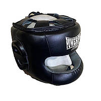 Боксерский шлем тренировочный PowerPlay 3067 с бампером PU+Amara Черный XL