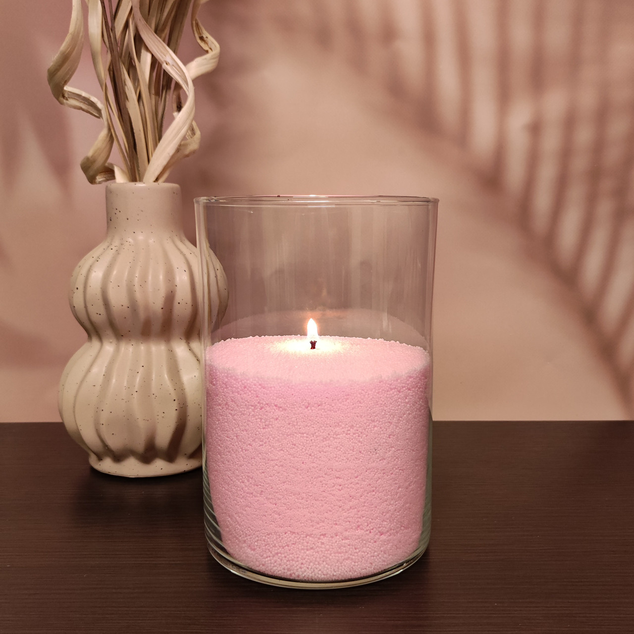 Рожевий пальмовий віск для насипної свічки 1 кг + 1 м фітіля, гранульований. Пісочні свічки у гранулах., фото 1