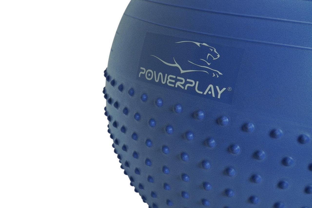 М'яч для фітнесу (фітбол) напівмасажний PowerPlay 4003 Ø65 cm Gymball  Синій + помпа