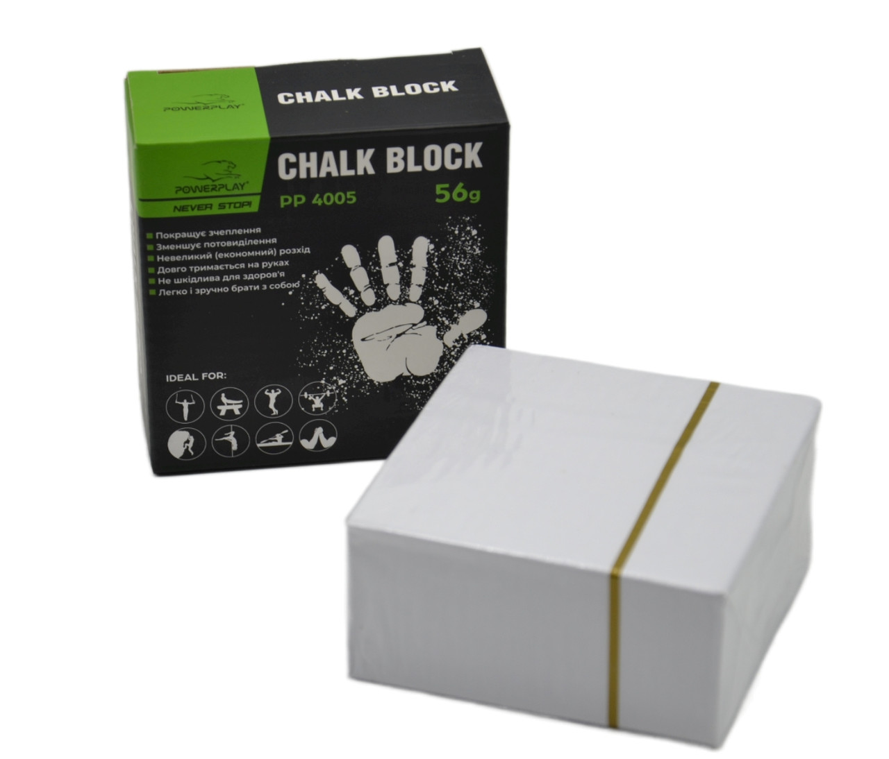 Магнезия-брикет 56г. PowerPlay 4005 Chalk Block | Спортивная магнезия прессованная сухая - фото 3 - id-p1943425541