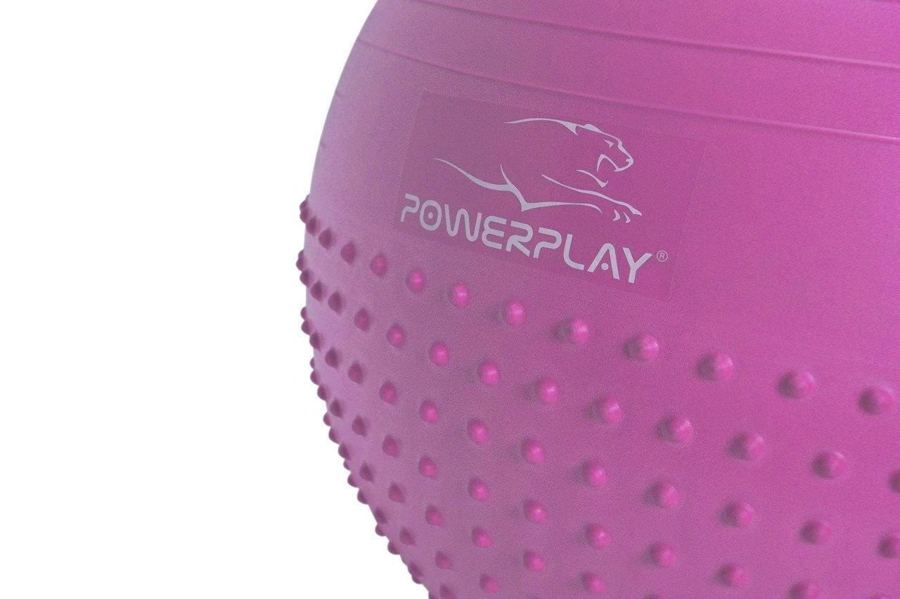 М'яч для фітнесу (фітбол) напівмасажний PowerPlay 4003 Ø75 cm Gymball Бузковий + насос