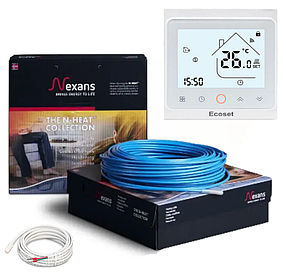 Двожильний нагрівальний кабель Nexans TXLP/2R 840/17 (5,0-6,2) з терморегулятором Ecoset PWT 002 Wi-Fi