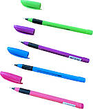 Ручка масляна Buromax 8355 SONATA GRIP 0,5 мм гум. грип тригр. корпус сині чорнила, фото 2