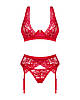 Комплект жіночий бюстгальтер, трусики та пояс для панчіх Obsessive LACELOVE SET bra, garter belt, thong, фото 5