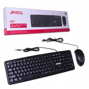 КЛАВІАТУРА КОМП'ЮТЕРНА JEDEL + Миша провідна Чорна