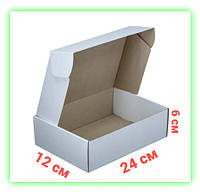 Самосборная транспортировочная белая коробка для упаковки посылок подарков 240х120х60 мм