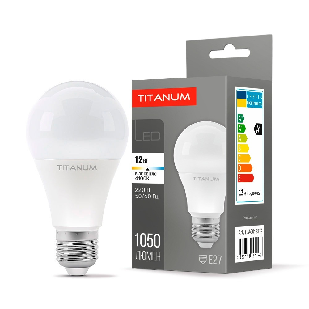 LED лампа Titanum A60 12W E27 4100K TLA6012274